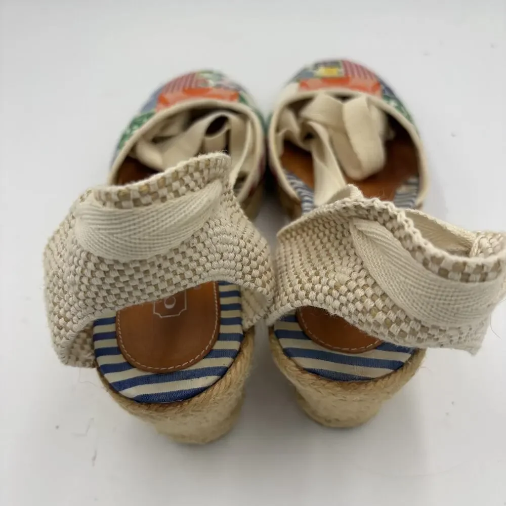 Coach Patchwork Women's Size 10 B Mosaic Multicolored Wedge Ankle Strap Sandals